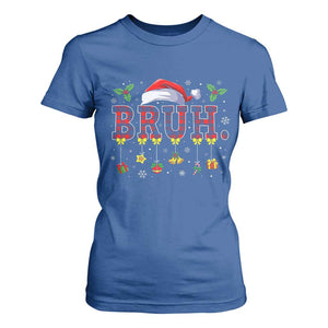 Christmas Bruh T Shirt For Women Red Plaid Retro Xmas Pajamas Matching TS02 Royal Blue Print Your Wear