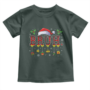 Christmas Bruh Toddler T Shirt Red Plaid Retro Xmas Pajamas Matching TS02 Dark Forest Green Print Your Wear