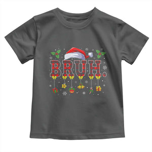 Christmas Bruh Toddler T Shirt Red Plaid Retro Xmas Pajamas Matching TS02 Dark Heather Print Your Wear