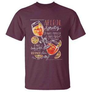 Aperol Spritz T Shirt Cocktail Recipe Drinking Lover Gift TS02 Maroon Print Your Wear