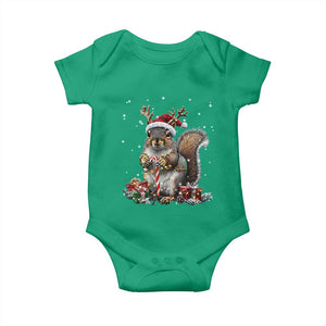 Christmas Squirrel Baby Onesie Xmas Tree Lights Reindeer Santa Hat Pajamas TS02 Irish Green Print Your Wear