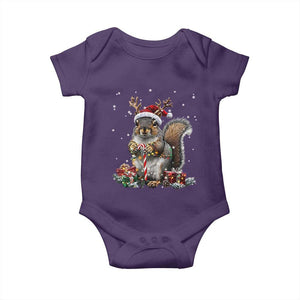 Christmas Squirrel Baby Onesie Xmas Tree Lights Reindeer Santa Hat Pajamas TS02 Purple Print Your Wear