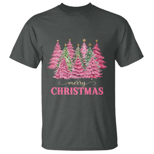 Pink Christmas Tree Farm T Shirt Merry Xmas Ornaments Family Holiday Pajamas TS02 Dark Heather Print Your Wear
