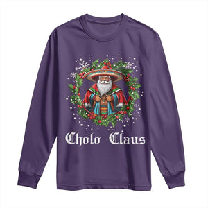 Funny Mexican Santa Long Sleeve Shirt Cholo Claus Christmas in Mexico TS02 Purple Print Your Wear