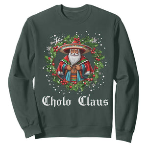 Funny Mexican Santa Sweatshirt Cholo Claus Christmas in Mexico TS02 Dark Forest Green Print Your Wear