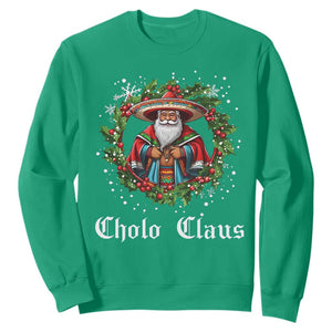 Funny Mexican Santa Sweatshirt Cholo Claus Christmas in Mexico TS02 Irish Green Print Your Wear