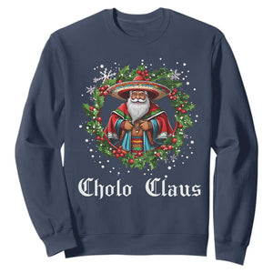 Funny Mexican Santa Sweatshirt Cholo Claus Christmas in Mexico TS02 Navy Print Your Wear