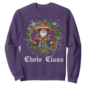 Funny Mexican Santa Sweatshirt Cholo Claus Christmas in Mexico TS02 Purple Print Your Wear