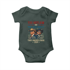 Trump Vance 2024 Baby Onesie The Outlaw and The Hillbilly Take America Back Retro American Flag TS02 Print Your Wear