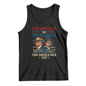 Trump Vance 2024 Tank Top The Outlaw and The Hillbilly Take America Back Retro American Flag TS02 Black Print Your Wear