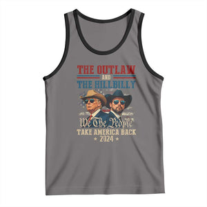 Trump Vance 2024 Tank Top The Outlaw and The Hillbilly Take America Back Retro American Flag TS02 Deep Heather Black Print Your Wear