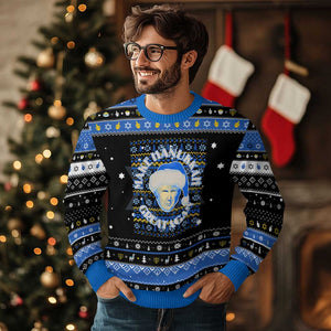 Funny Trump Hanukkah Ugly Sweater Make Hanukkah Great Again Retro Vintage Santa Donald TS02 Black Blue Print Your Wear