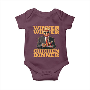 Trump Won 2024 Winner Baby Onesie Funny Winner Chicken Dinner TS02 Maroon Print Your Wear
