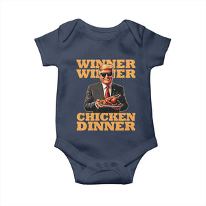 Trump Won 2024 Winner Baby Onesie Funny Winner Chicken Dinner TS02 Navy Print Your Wear