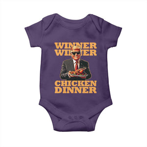 Trump Won 2024 Winner Baby Onesie Funny Winner Chicken Dinner TS02 Purple Print Your Wear