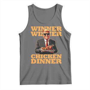 Trump Won 2024 Winner Tank Top Funny Winner Chicken Dinner TS02 Black Heather Print Your Wear