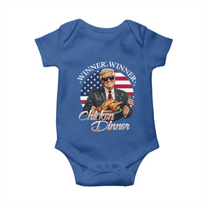 Trump Won 2024 Winner Baby Onesie Funny Winner Chicken Dinner American Flag TS02 Royal Blue Print Your Wear