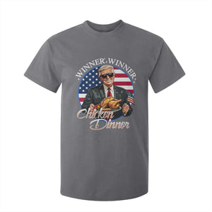 Trump Won 2024 Winner T Shirt For Kid Funny Winner Chicken Dinner American Flag TS02 Charcoal Print Your Wear
