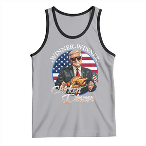 Trump Won 2024 Winner Tank Top Funny Winner Chicken Dinner American Flag TS02 Athletic Heather Black Print Your Wear