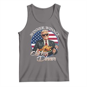 Trump Won 2024 Winner Tank Top Funny Winner Chicken Dinner American Flag TS02 Deep Heather Print Your Wear