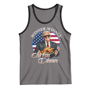 Trump Won 2024 Winner Tank Top Funny Winner Chicken Dinner American Flag TS02 Deep Heather Black Print Your Wear