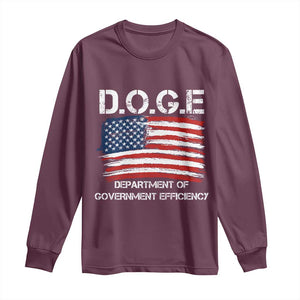 Trump Elon 2024 Long Sleeve Shirt D.O.G.E Department Of Government Efficiency DOGE TS02 Maroon Print Your Wear