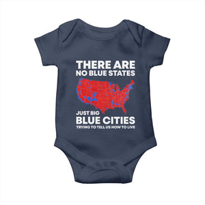 American Republican 2024 Baby Onesie There Are No Blue States Only Big Blue Cities America Map TS02 Navy Print Your Wear