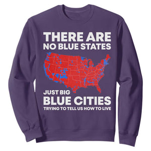 American Republican 2024 Sweatshirt There Are No Blue States Only Big Blue Cities America Map TS02 Purple Print Your Wear