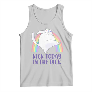 Funny Sarcastic Cat Tank Top Kick Today In The Dick Pastel Rainbow TS02 Ash Print Your Wear