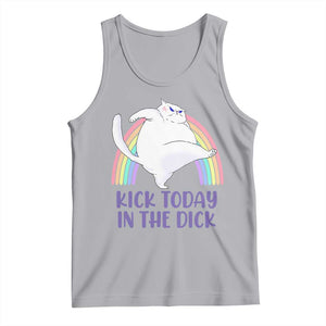 Funny Sarcastic Cat Tank Top Kick Today In The Dick Pastel Rainbow TS02 Athletic Heather Print Your Wear