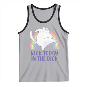 Funny Sarcastic Cat Tank Top Kick Today In The Dick Pastel Rainbow TS02 Athletic Heather Black Print Your Wear