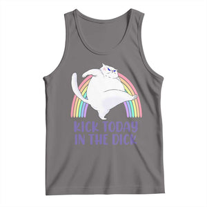 Funny Sarcastic Cat Tank Top Kick Today In The Dick Pastel Rainbow TS02 Deep Heather Print Your Wear