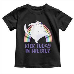 Funny Sarcastic Cat Toddler T Shirt Kick Today In The Dick Pastel Rainbow TS02 Black Print Your Wear