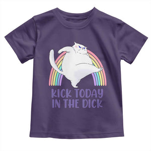 Funny Sarcastic Cat Toddler T Shirt Kick Today In The Dick Pastel Rainbow TS02 Purple Print Your Wear