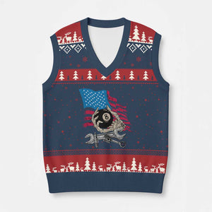 Mechanic Engineer V-Neck Knit Sweater Vest Mechanic Auto Car Repair American Flag Vintage Graphic TS02 Navy Red Print Your Wear
