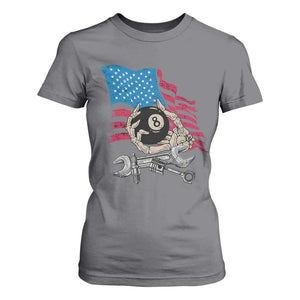Mechanic Engineer T Shirt For Women Mechanic Auto Car Repair American Flag Vintage Graphic TS02 Charcoal Print Your Wear