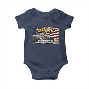Trump Elon 2024 Baby Onesie D.O.G.E DOGE Department Of Government Efficiency TS02 Navy Print Your Wear