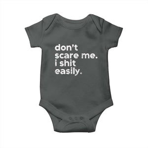 Funny Sarcastic Quote Baby Onesie Don't Scare Me I Shit Easily Retro Minimalism TS02 Dark Heather Print Your Wear