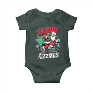 Funny Santa Rizz Christmas Baby Onesie Retro Skibidi Rizzmas Claus Skating Board Xmas TS02 Print Your Wear