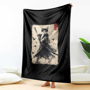 Samurai Cat Graphic Throw Blanket Warrior Vintage Japanese Art Anime TS02 Print Your Wear