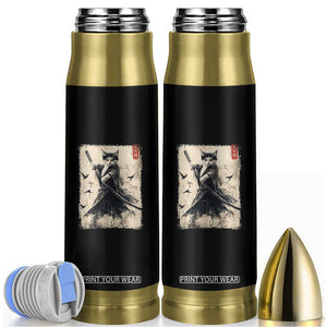 Samurai Cat Graphic Bullet Tumbler Warrior Vintage Japanese Art Anime TS02 Black Print Your Wear