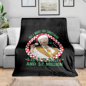Funny Christmas Wish Billy Meme Throw Blanket A 8 Ball and 2 Million Dollars Baby Uncle Santa Hat TS02 Print Your Wear