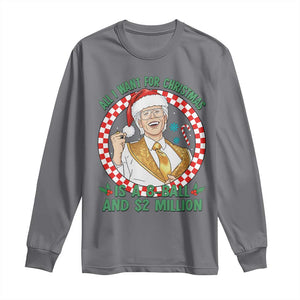 Funny Christmas Wish Billy Meme Long Sleeve Shirt A 8 Ball and 2 Million Dollars Baby Uncle Santa Hat TS02 Charcoal Print Your Wear