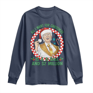Funny Christmas Wish Billy Meme Long Sleeve Shirt A 8 Ball and 2 Million Dollars Baby Uncle Santa Hat TS02 Navy Print Your Wear