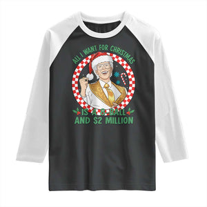 Funny Christmas Wish Billy Meme Raglan Shirt A 8 Ball and 2 Million Dollars Baby Uncle Santa Hat TS02 Black White Print Your Wear