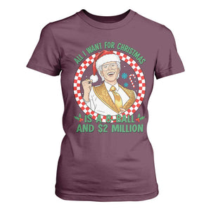 Funny Christmas Wish Billy Meme T Shirt For Women A 8 Ball and 2 Million Dollars Baby Uncle Santa Hat TS02 Maroon Print Your Wear