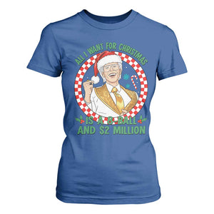 Funny Christmas Wish Billy Meme T Shirt For Women A 8 Ball and 2 Million Dollars Baby Uncle Santa Hat TS02 Royal Blue Print Your Wear