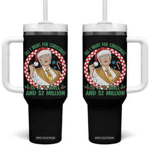 Funny Christmas Wish Billy Meme Tumbler With Handle A 8 Ball and 2 Million Dollars Baby Uncle Santa Hat TS02 One Size: 40 oz Black Print Your Wear
