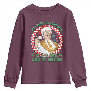 Funny Christmas Wish Billy Meme Youth Sweatshirt A 8 Ball and 2 Million Dollars Baby Uncle Santa Hat TS02 Maroon Print Your Wear