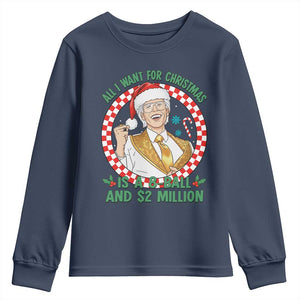 Funny Christmas Wish Billy Meme Youth Sweatshirt A 8 Ball and 2 Million Dollars Baby Uncle Santa Hat TS02 Navy Print Your Wear